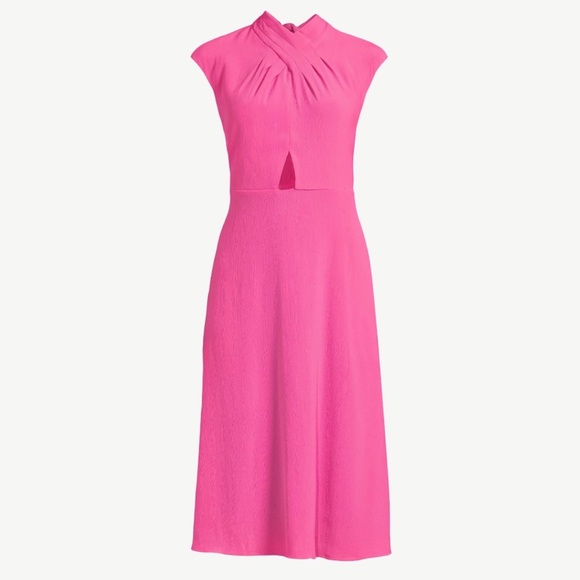 🆕 Twist Neck Midi “Pretty in Pink” Dress with Pockets & Bow Size M - Picture 4 of 5